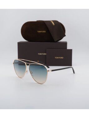 Tom Ford Binx FT0681 28P Aviator Sunglasses - Gold / Green